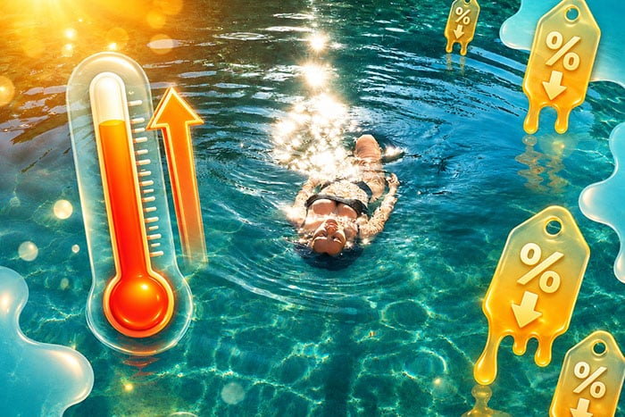 Frau in Naturschwimmbecken
